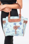 Vivace Printed Canvas Leather Tote Handbag