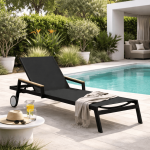 Amalfi Premium Patio Lounger Reclining Aluminium Sunbed - Black
