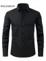 Men's Solid Color Lapel Collar Design Dress Shirts Long Sleeve Casual Button Up Shirt For Formal Occasions