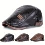 Elegant Retro Gentlemen Beret Hat Pu Leather Leisure Snapback Cap For Travel Beach Parties For Autumn And Winter