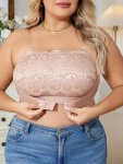 Women's Plus Elegant Bra Plus Size Floral Lace Front Closure Full Cover Wireless Bandeau Bra