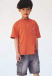 Motif-detail Cotton T-Shirt - Orange Palm Tree