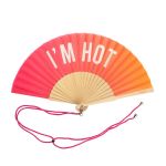 Pink & Orange Ombre I'm Hot Handheld Fan - Wood & Textile