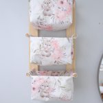 Modern Nappy Or Toy Stacker With Wooden Frame Bunny Soft Rose Set