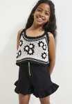 PoP Candy Cropped Cami Top & Short Set - Black & Cream