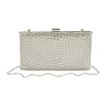Silver Rhodium Zigzag Diamante Clutch