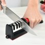 Professional 4-STAGE Knife Sharpener: Whetstone Electro-coated Tungsten Diamond And Ceramic Grinding Tool For Stainless Steel Knives - Suitable For V-grind Sharpening