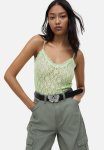 Sheer Lace Strappy Top - Green