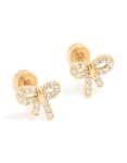 Kids Gold Plated Surgical Steel Cubic Zirconia Bow Flat Back Earrings