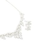 Silver Pearl Cubic Zirconia Flower Earrings & Necklace Set
