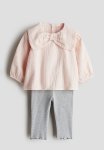 2-PIECE Blouse And Leggings Set - Light Pink grey