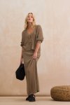 Knit Column Maxi Skirt - XL Sand