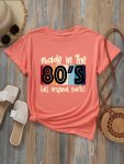 Letter Print T-Shirt Short Sleeve Crew Neck Casual Top For Summer & Spring Women's Clothing