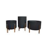 Hygge Cylinder Japi Planter Black - Wide