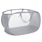 Durable Collapsible Laundry Baskets Mesh Pop Up Laundry Hamper With Side Pocket Foldable Clothes Storage Hamper With Reinforced
