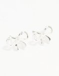 Silver Ribbon Bow Stud Earrings