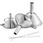 3-IN-1 Stainless Steel Funnel Set And 2 Cleaning Brushes For Kitchen Use