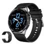 Men's Urban Black Smartwatch Android & Ios Compatible 1.43 Dual-strap