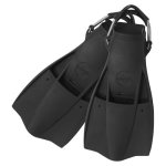 Saekodive Triton Rubber Fins - Adjustable Stainless Steel Spring Straps - Scuba Diving And Snorkeling Gear For Adults L Black