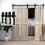 Aonayioa 84" 7FT Bi-folding Sliding Barn Door Hardware Kit For 4 Doors Bi Fold Barn Door Hardware Fit Door Opening Width 80" Smo