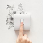 1PC Chic Black & White Floral Leaf Switch Sticker - Self-adhesive Easy Install For Living Room & Entryway Decor Christmas hallow