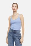 LaCie Lace Trimmed Ribbed Vest Top - Light Blue