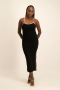 Zee Ribbed Bodycon Dress W/ Contrast Piping - M