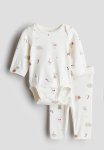 2-PIECE Cotton Jersey Set - White Patterned