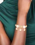 Goldair Gold White Flower Charm Trio Toggle Bracelet