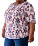 Ladies Printed Vneck Top - 60 Crm blue