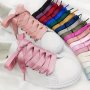 1Pair Silk Shoe Laces With Assorted Colors Satin Ribbon Flat Shoelaces