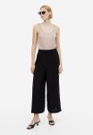 Cropped Pull-on Trousers - Black