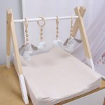 Baby Gym Themed Dangles Bunnies Grey Ears And Clouds