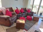 Suede Recliner Couch With Ottomans