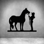 Cowgirl And Horse - Grey L 1000 X H 820MM