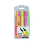 Stabilo Point 88 Fineliner & Pen 68 Fibre-tip: Assorted Neon Wallet 10S