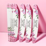10PCS Nail File 100/180 Pink Rose Wooden Grit Nail Files Half Moon White Sandpaper Nail Art Files Washable Thick Polishing Manic