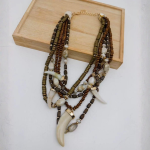 Horn Pendant Wooden Bead Necklace - Multi Free