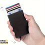 Men's Sleek Aluminum Rfid-blocking Card Holder - Automatic Pop-up Detachable MINI Wallet For Credit & Id Cards - Perfect Father's Day Gift Black