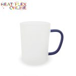 Frosted Glass Mug With Blue Handle 450ML