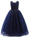 Navy Special Occasions Dress With Floral Detail