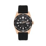 Mens Rose Gold-tone Diver-inspired Watch With Black Dial