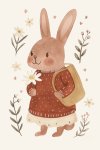 Floral Bunny - Wall Art Print - A1
