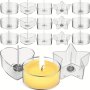 16PCS 6 Candle CUPS+10 Candle Wicks Plastic Clear Tea Light Candle Cup Holders Heat-resistant Plastic Votive Containers Heart Square Round Shapes Tealight Cups With