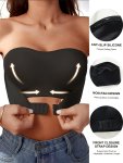 Solid Strapless Front Closure Wireless Bandeau Sexy Comfy Push Up Bra Women's Lingerie & Underwear