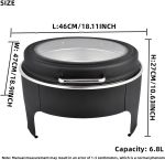 6.8QT Round Chafing Dish Buffet Set Gold Stainless Steel Buffet Servers And Warmers Round Chafer Food Warmer With Glass Window H