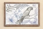 Black & White blue Enamel Parrot Picture – 41.5X62CM