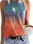 Dragonfly Print Tank Top Casual Color Block Crew Neck Vest For Summer Women's Clothing