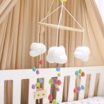 Cot Mobile Crochet Clouds And Colourful Raindrops