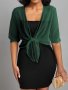 Tie Front Semi-sheer Blouse Elegant Open Front Shawl Blouse Women's Clothing